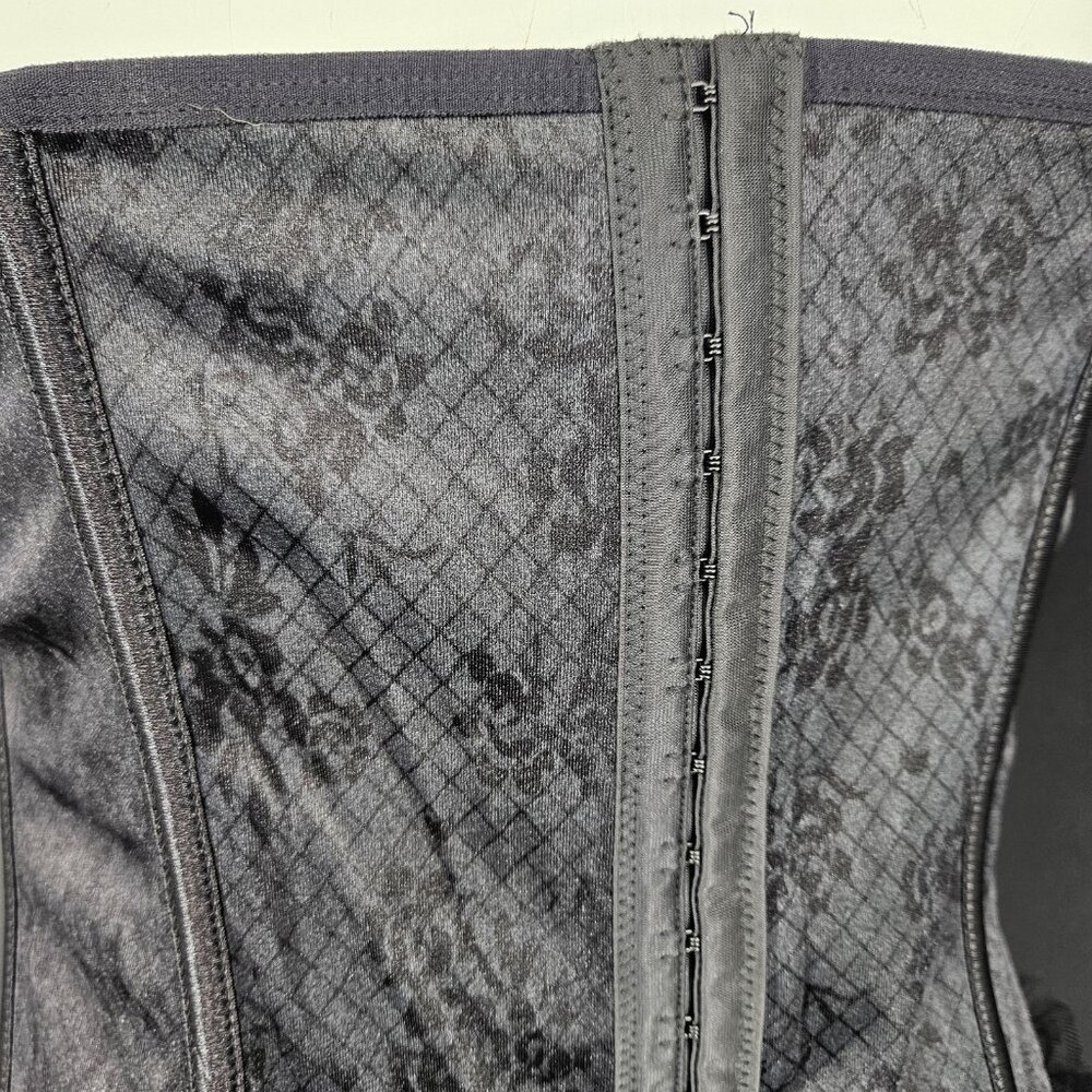 Seven Til Midnight Corset Top Womens 1X 2X Black Lace Ruffle Bustier Plus Mesh - Picture 9 of 15